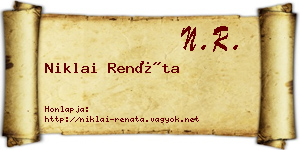 Niklai Renáta névjegykártya